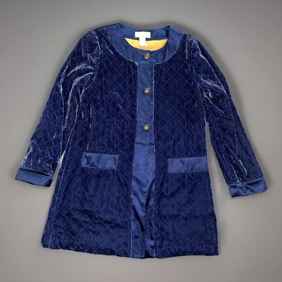 Soft Surroundings Womens Sm Silk Rayon Blue Velvet Jacket Quilted M - Picture 1 of 6